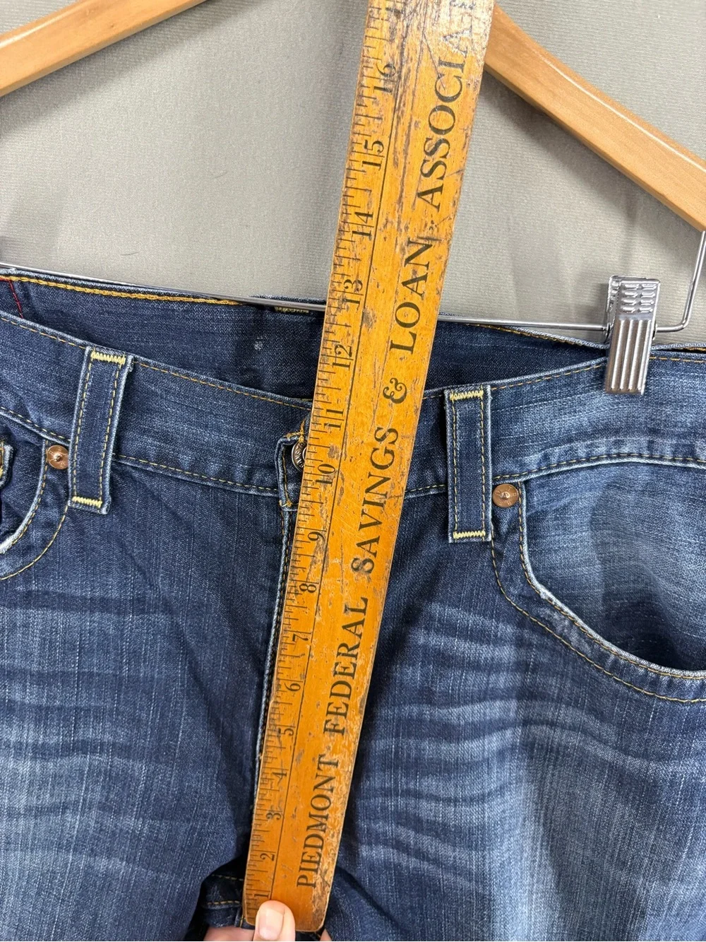 True Religion Mens Slim Pocket Flap Jeans Size 36X34 Blue